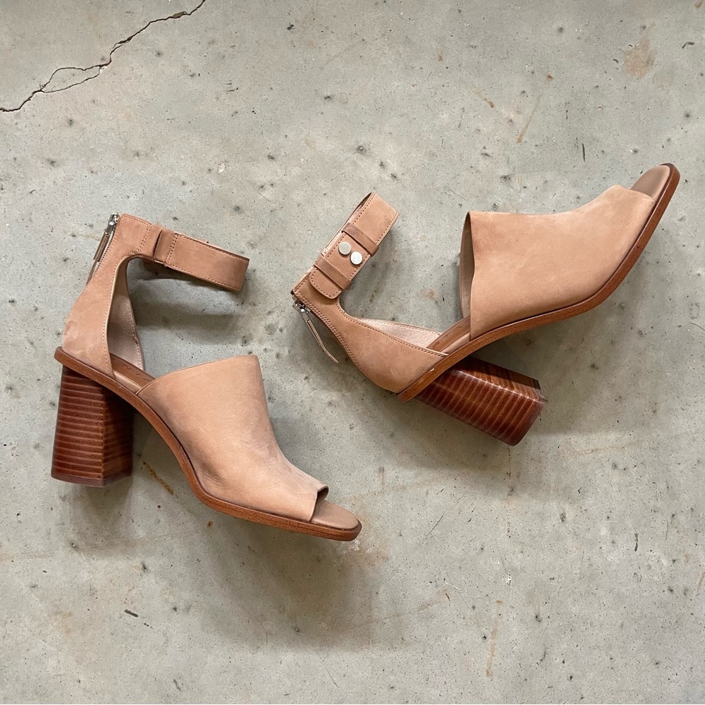 1. State Tan Open-Toe Block Heels